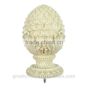 Decorative Antique White Pineapple Curtain Rod Finials For Large Wooden Poles thumbnail-4