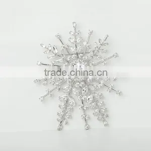 Platinum Plated Designer Christman Snow Flake Brooch With AAA+ Cz Micro Pave Setting for Women and Men thumbnail-4