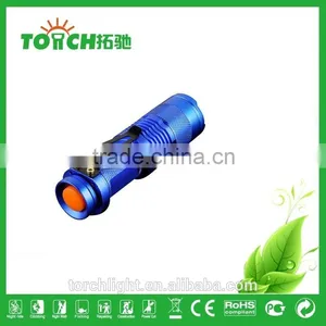 High-quality Mini Blue Brand 200LM Waterproof LED Flashlight 3 Modes Zoomable LED Torch Penlight for Hiking thumbnail-2