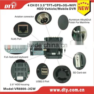 Shenzhen DTY 4 Channel Mobile DVR With GPS/3G H.264 Video Compression for Car/truck/tanker/bus/taxi ,VR8800-3GW thumbnail-1
