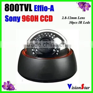 Day/Night Indoor Dome Camera Sony Effio-A 800tvl 2.8-12mm Manual Zoom Lens With OSD Menu Plastic Cover Cctv Dome ir Camera thumbnail-1