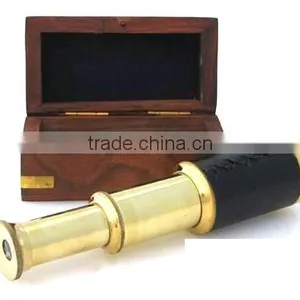 6 TELESCOPE WOODEN BOX - Hand Held Handheld PIRATE Extends to About 6" in Length thumbnail-1