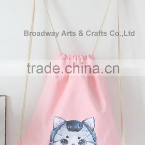 Canvas School Bag Drawstring Backpack Bag thumbnail-3