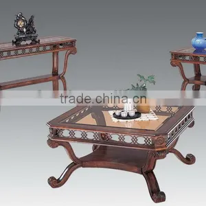 CF30007 Unique Carved Cutout Apron Coffee Table Set With Shelf thumbnail-1