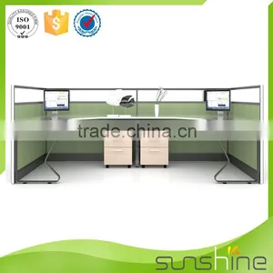 Office Desks for Two People White Table Aluminum Frame Panel Partition Metal Leg thumbnail-2