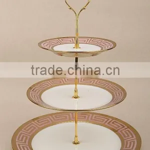 3 Tier Stand Ceramic Cake Plate With Decal Design thumbnail-2