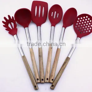 Premium Silicone Kitchen Utensil Food Grade With Wood Handle thumbnail-1