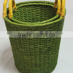 Flower Rattan Basket With Handle -handicraft Vietnam- Natural Material thumbnail-1