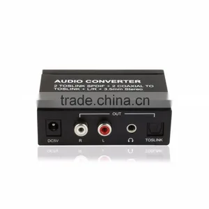 Home Theater Digital to Analog Audio Converter 2 Toslink Spdif+2 Coaxial to Toslink With 3.5mm Audio Switch Converter thumbnail-2