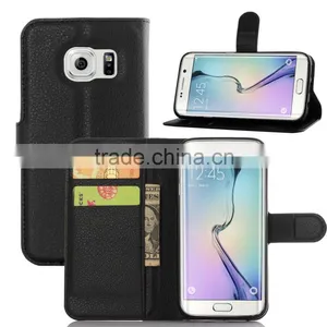 Hot Selling Ultra Thin Lichee PU Leather Case Wallet Folio Flip Cover for Samsung GALAXY S7 Edge thumbnail-1