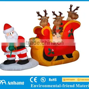 Christmas Decoration Airblown Inflatable Santa Pulling Sleigh thumbnail-1