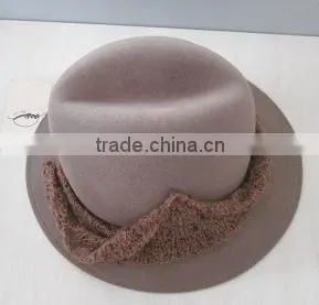 2014 Fashion Fedora Hat With Knitted Decoration thumbnail-1