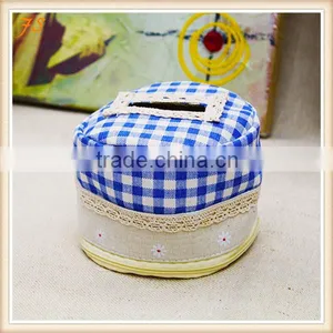 Cute Round Tissue Box /cotton and Linen Desk Storage Cylinder Tissue Box thumbnail-1