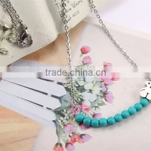 Guangzhou Biggest Wholesale Fashionable Ceramic Pearl Silver Chain Necklace thumbnail-5