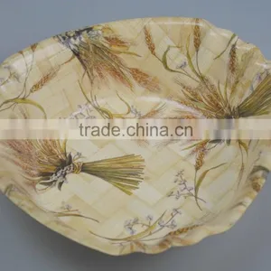 Retail No Normal Anomaly Triangle Color Painting Picture Handmade Bamboo Woven Wooden Salad Bowl Kitchen Tools thumbnail-2