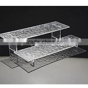 Set of 2 Acrylic Risers With Ripple Effect, 2 Different Heights - Clear thumbnail-2