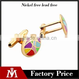 in Stock Stainless Steel 18k Gold Metal Cufflinks, Enamel Cuff Links for Men thumbnail-1