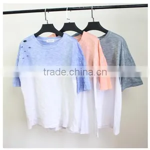 China Women Clothing Supplier Fashion Tie Dying Ladies Slub Cotton t Shirts Customized thumbnail-1