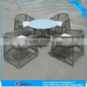 F- CF1225 Outdoor Garden Beautiful Furniture Round Rattan Coffee Shop Table and Chair thumbnail-1