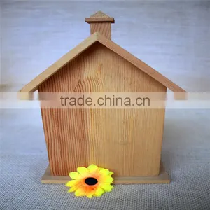 Houseshaped Bird Nest Wood Artificial Bird Nest for Double Round Wood Window thumbnail-4