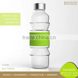 Different Designed Handmade Glass Tea Travel Bottle With Lid thumbnail-3