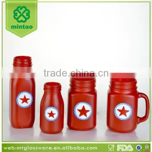 Hand Painted Red Star Glass Jars Decorative Candle Jars thumbnail-1