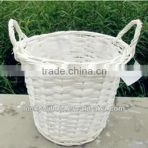 Willow Woven White Wicker Garden Basket thumbnail-1