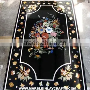 Black Marble Inlay Pietra Dura Dining Table Tops thumbnail-1