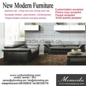 JR8020 Modern Luxury Spanish Full Thick Black Cow Leather Living Room Italy Sofa Set thumbnail-1
