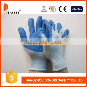 DDSAFETY Cheap 13G Blue Nylon Liner PU Gloves Safety Gloves thumbnail-1