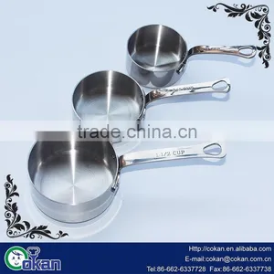 CK-S045 3Pcs New Shape FDA and LFGB High Quality Stainless Steel Measuring Spoon and Cup Set / Measuring Cup Set thumbnail-2