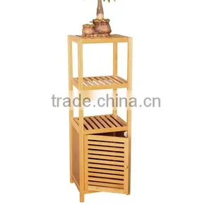 3 Tiers Bamboo Organizer / Storage Shelf Cabinet With Door thumbnail-1