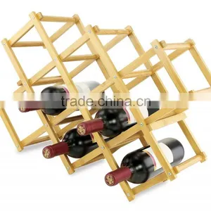 Foldable Bamboo Wine Rack - Can Hold Up To 10 Bottles thumbnail-1
