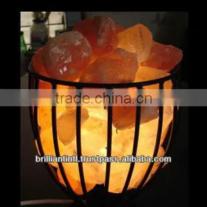 Himalayan Iron Basket Rock Salt Lamp Glowing Lamp thumbnail-1