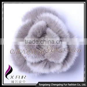 CX-A-39 Wholesale Custom Best Quality Rex Rabbit Fur Hand Made Flower Brooch Pin thumbnail-5
