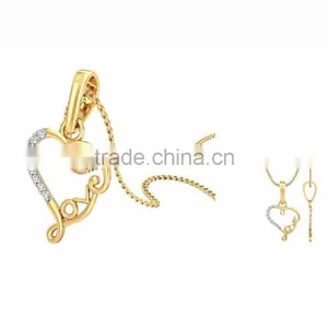 Gold Plated Fancy CZ Studded Love Pendant thumbnail-1