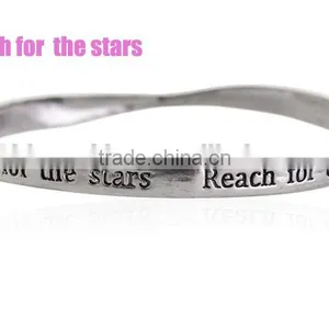 Reach for the Stars Engraved Logo Twist Bangle Personalized Custom Couple Love Bangle for 2017 Valentine's Day Gifts thumbnail-1