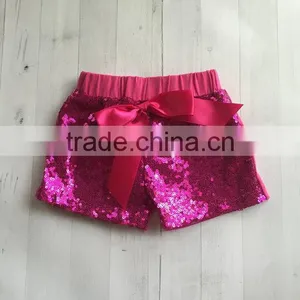 Fashion Newborn Baby Clothes Kids Girls Gold Sequin Matching Shorts With Bow Children Leggings thumbnail-3