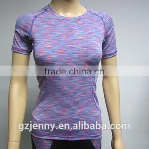Wholesale New Custom Purple Women's Fitness Top Pants Short Sleeve Cycling Sports Wear thumbnail-2