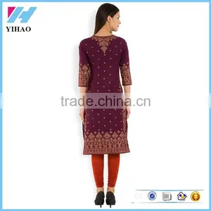 Ladies Fancy Clothing Long Cotton Kurta Neck Dress Designs thumbnail-2
