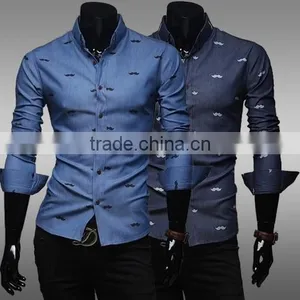 Wholesale Men Fashion Casual Long Sleeve Slim Fit Shirts Stylish Dress thumbnail-3