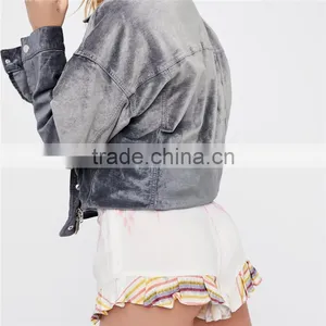 Summer Rayon High Rise Shimmering Cute Boho Ruffle Icing Shorts thumbnail-5