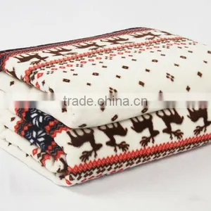 Christmas Decor Moose Pattern Printed Sherpa Blankets thumbnail-1