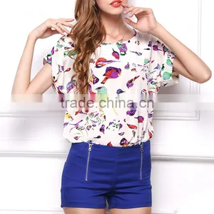 2017 New Design Ladies Print Chiffon Style Blouse thumbnail-2