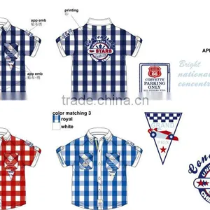 Wholesale Custom Boys Checked Shirt Summer Designs Fancy Boys Casual Shirt thumbnail-2