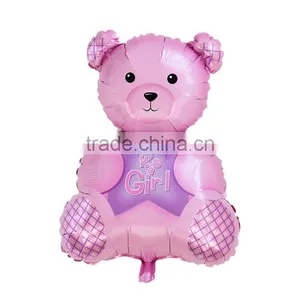 Aluminium Foil Balloons Party Decoration Bear Pink Message "It's A Girl" Pattern thumbnail-1