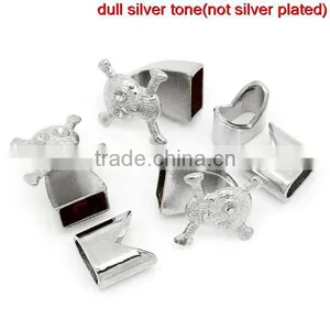 Bracelet End Bar Clasps With Slider For Leather Bracelet Halloween Skull Silver Tone 19x18mm 13x13mm thumbnail-3
