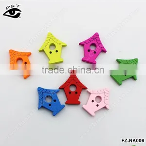 20x23mm House Shape Wood Buttons Flatback Buttons For Kids Clothing DIY Acceossires thumbnail-1
