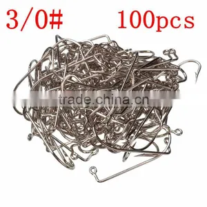 High Quality Size 3/0 Fishing Tools Lot 100PCS Jig Hook Jig Big Stainless Steel Fishing Hooks White Color Fish Hook thumbnail-1