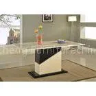 High Light White Marble Dining Tables MDF Wood Base For Luxury Office thumbnail-1
